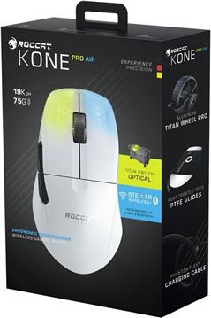 Miš ROCCAT Kone Pro Air, bežični + Bluetooth, RGB, 19000 DPI, bijeli