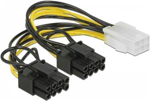 Delock power cable - 6 pin PCIe power to 8 pin PCIe power (6+2) - 15 cm
