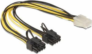 Delock power cable - 6 pin PCIe power to 8 pin PCIe power (6+2) - 30 cm