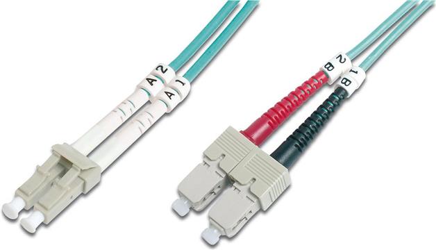 Fiber Optic Patch Cord, Duplex, LC/SC MultiMode, OM3, 50/125µ", 5.0m