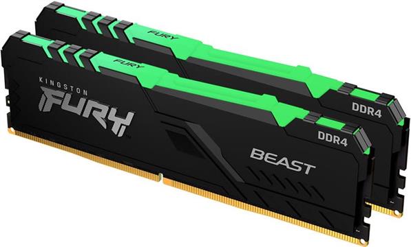 Kingston FURY Beast RGB - DDR4 - kit - 32 GB: 2 x 16 GB - DIMM 288-pin - 3600 MHz / PC4-28800, KF436C18BBAK2/32