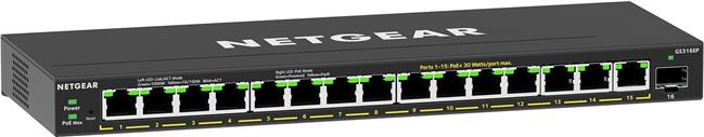 Netgear GS316EP Gigabit Ethernet Plus Switch 16x GB-LAN, 1x SFP, PoE+