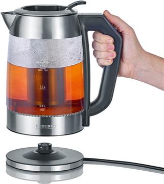 Severin WK 3477 electric kettle 1.7 L 2200 W Black, Silver, Transparent 