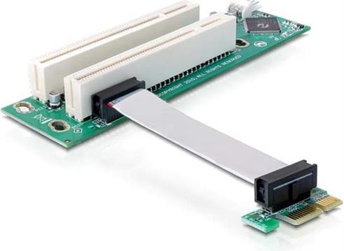 Delock Riser card PCI Express x1 > 2x PCI 32Bit 5 V with flexible cable 9 cm left insertion - riser card