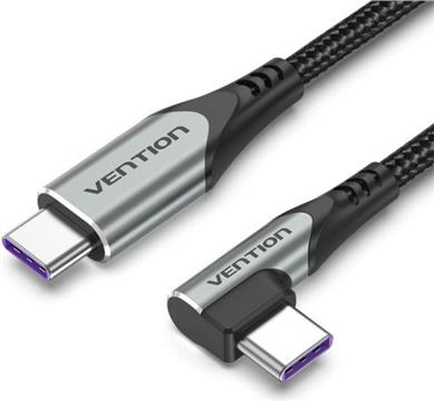 Vention USB 2.0 C Male Right Angle to C Male 5A Cable 2M Gray