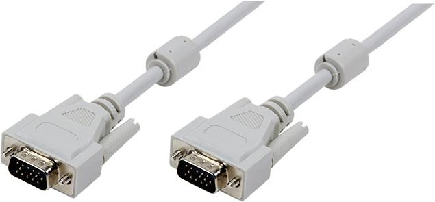VGA kabel HDB15 M/M 5,0 m, oklopljen, s feritima, beige