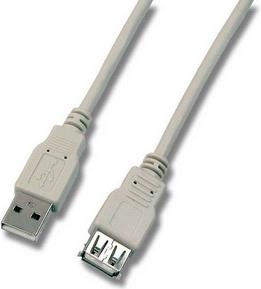 USB 2.0 kabel A->A M/Ž 3,0 m, sivi