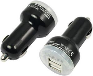 USB punjač za auto 2xUSB-A 10,5W (2,1A), crni