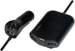 USB punjač za auto 4xUSB-A 24W (2x2,4A), za prednje i stražnje sjedalo