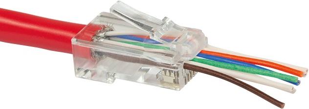 Modularni utikač RJ45 Cat.6 UTP, prolazni, za kabele AWG24-27, pak. 100 kom.