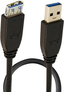 USB 3.0 kabel A->A M/Ž 1,0 m, dvostruko oklopljen, crni