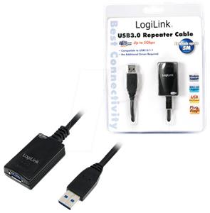 USB 3.0 kabel A->A M/Ž 5,0 m, aktivni, crni
