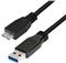 USB 3.0 kabel A->B Micro B M/M 1,0m, 2-struko oklopljen, crn