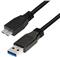 USB 3.0 kabel A->B Micro B M/M 1,0m, 2-struko oklopljen, crni