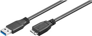 USB 3.0 kabel A->B Micro B M/M 3,0m, 2-struko oklopljeni, crni