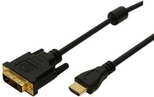 HDMI High Speed A M -> DVI (18+1) M kabel 2,0m, 1080p, s feritima, crni