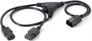 Kabel za napajanje, 2xIEC320 C13 Ž ravni -> IEC320 C14 M ravni 1,6 m, crni