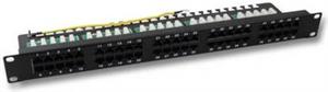 ISDN prespojni panel Cat.3, 50-port, 19" 1U, crni (RAL 9005)