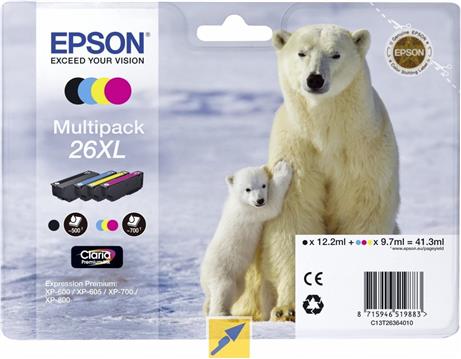 Epson 26XL Multipack - 4-pack - XL - black, yellow, cyan, magenta - original - ink cartridge