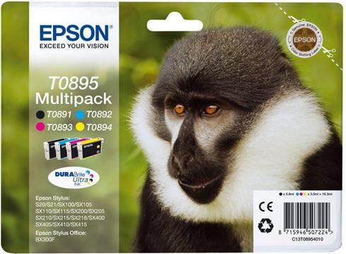 Epson T0895 Multipack - 4-pack - black, yellow, cyan, magenta - original - ink cartridge