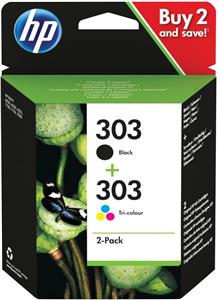 HP 303 Combo Pack - 2-pack - black, color (cyan, magenta, yellow) - original - ink cartridge