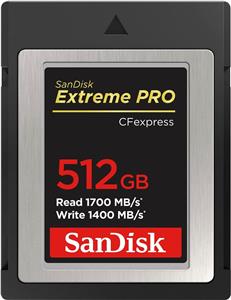SanDisk SDCFE-512G-GN4NN, 512 GB, CFexpress, 1700 MB/s, 1400 MB/s, Black, SDCFE-512G-GN4NN
