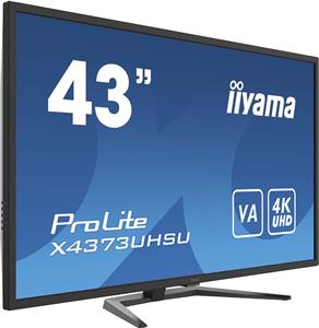 Iiyama ProLite X4373UHSU-B1 - LED monitor with TV tuner 43" (42.5" viewable) 3840 x 2160 4K @ 60 Hz VA 400 cd/m2 4000:1 3 ms 2xHDMI DisplayPort Mini ...