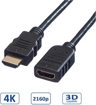 Roline VALUE HDMI produžni kabel sa mrežom, HDMI M - HDMI F, 1.5m