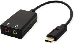 Roline VALUE adapter USB-C - 2×3.5mm audio, M/F, 0.13 m