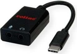 Roline adapter USB-C - 2×3.5mm audio, M/F, 0.13m