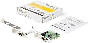 StarTech.com 2-port PCI Express RS232 Serial Adapter Card - PCIe Serial DB9 Controller Card 16950 UART - Low Profile - Windows macOS Linux (PEX2S953LP) - serial adapter - PCIe - RS-232 x 2