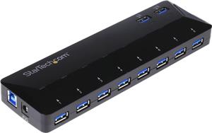 StarTech.com 10 Port USB 3.0 Hub with Charge & Sync Ports - 8 x USB-A, 2 x USB-A Fast Charge Ports - Multi Port Powered USB Hub (ST103008U2C) - USB peripheral sharing switch - 10 ports