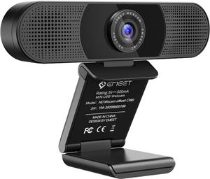 eMeet C980 Pro HD Webcam Full HD 1080P + 2 Speaker + 4 Mics - Black