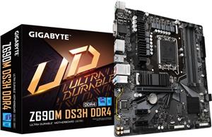 GIGABYTE Mainboard Desktop Z690M DS3H DDR4 (Socket 1700, 4x DDR4 up to 128GB, 1x PCI-Ex16x16, 2x PCI-Ex1, 2x M.2, 4x SATA, 1x USB Type-C, 5x USB 3.2 Gen1, 6x USB 2.0/1.1, 1x HDMI, 2x DP, 2.5GbE LAN, m