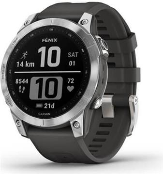 Pametni sat GARMIN Fenix 7, HR, GPS, multisport, srebrni/sivi remen, 010-02540-01