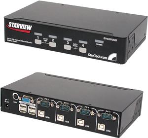 StarTech.com 4 Port Professional VGA USB KVM Switch with Hub - 1U Rack-mountable KVM Switch (SV431USB) - KVM switch - 4 ports