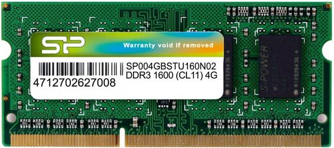 Memorija za prijenosno računalo SILICON POWER SO-DIMM DDR3 4GB 1600MHz CL11