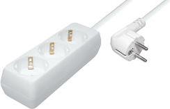 Transmedia 3-way power strip, white 1,4m