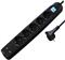 Transmedia 5-way power strip with 2x USB, black, 1,5m