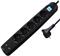 Transmedia 5-way power strip with 2x USB, black, 3m