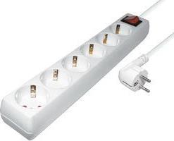 Transmedia 6-way power strip, White, 1,4m