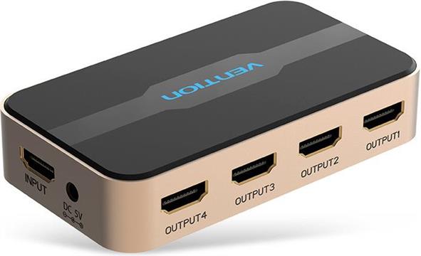 Vention HDMI Splitter 1 In 4 Out Black