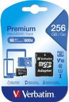 Verbatim memorijska kartica Micro Secure Digital Premium (XC/UHS1) 256GB Class 10 Card + adapter