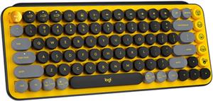 Tipkovnica LOGITECH POP Keys, mehanička, bežična, US Layout, USB, žuto/crna