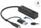 USB HUB DELOCK USB3.2/USB-C, 3-potrni USB 3.2, Micro/SD čitač kartica, crni