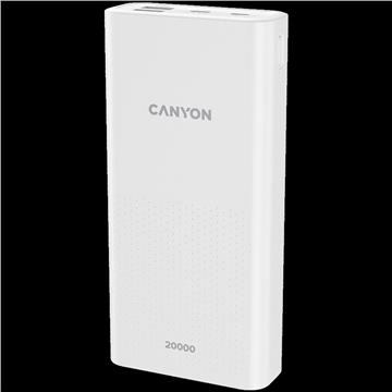 CANYON PB-2001 Power bank 20000mAh Li-poly battery, Input 5V/2A , Output 5V/2.1A(Max) , 144*69*28.5mm, 0.440Kg, white