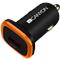 CANYON C-01 Universal 1xUSB car adapter, Input 12V-24V, Output 5V-1A, black rubber coating with orange electroplated ring(without LED backlighting), 51.8*31.2*26.2mm, 0.016kg