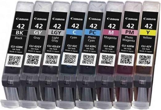 Canon CLI-42 BK/GY/LG/C/M/Y/PC/PM Multipack - 8-pack - gray, yellow, cyan, magenta, light gray, photo cyan, photo magenta, dye-based black - original - ink tank