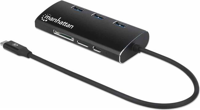 Docking station MANHATTAN, USB-C na HDMI, RJ45, USB-C, 3x USB 3.0, card reader, za laptop