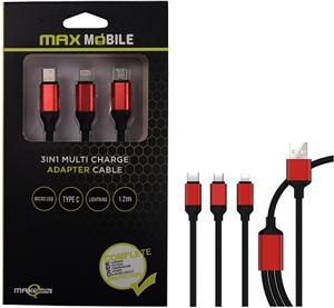 MAXMOBILE ADAPTER 3U1 KABEL Micro USB/Type C/Lightning 1,2m (za punjenje)